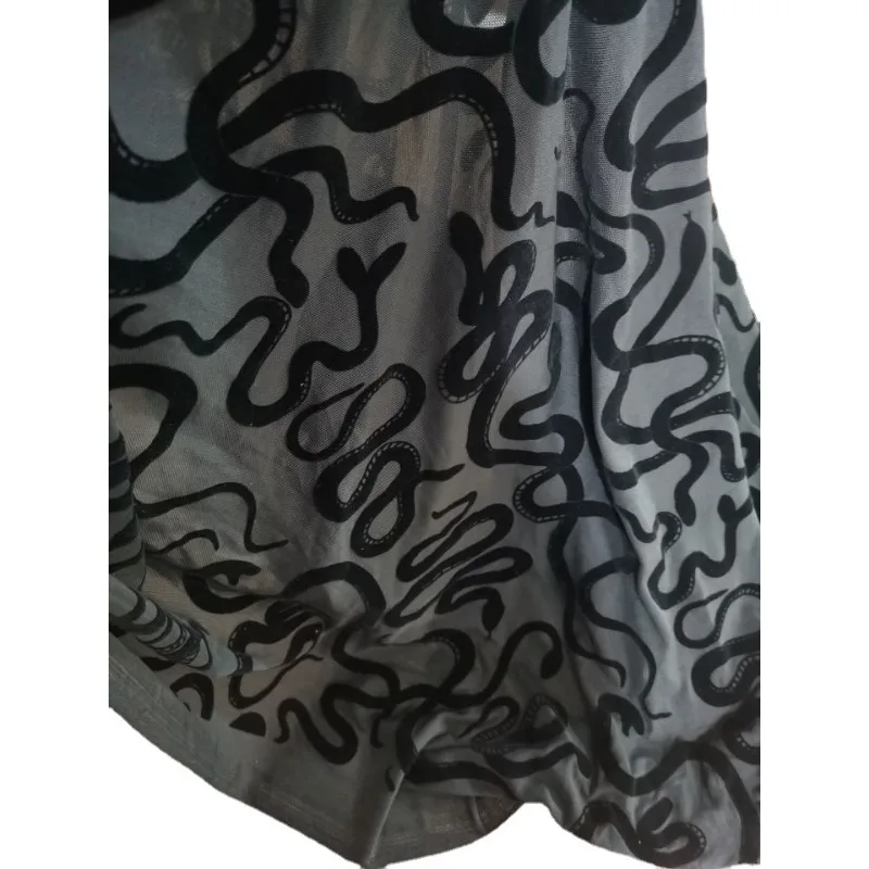 1 ярд тянущаяся черная бархатная ткань с флокированием спандекс сетчатая