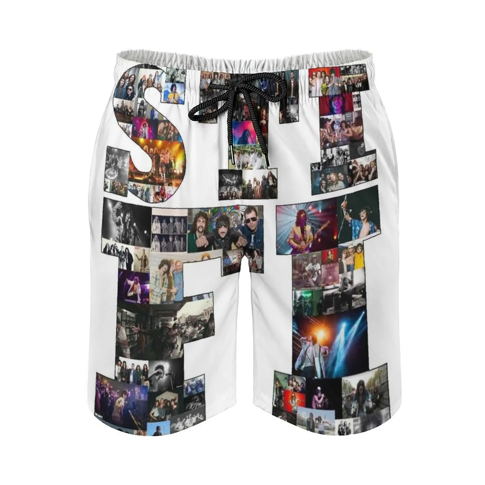 

Sticky Fingers Design Men's Beach Shorts Quick Dry Travel Swimsuit Trunks Surf Pants Sports Pants Collage Sticky Fingers Band