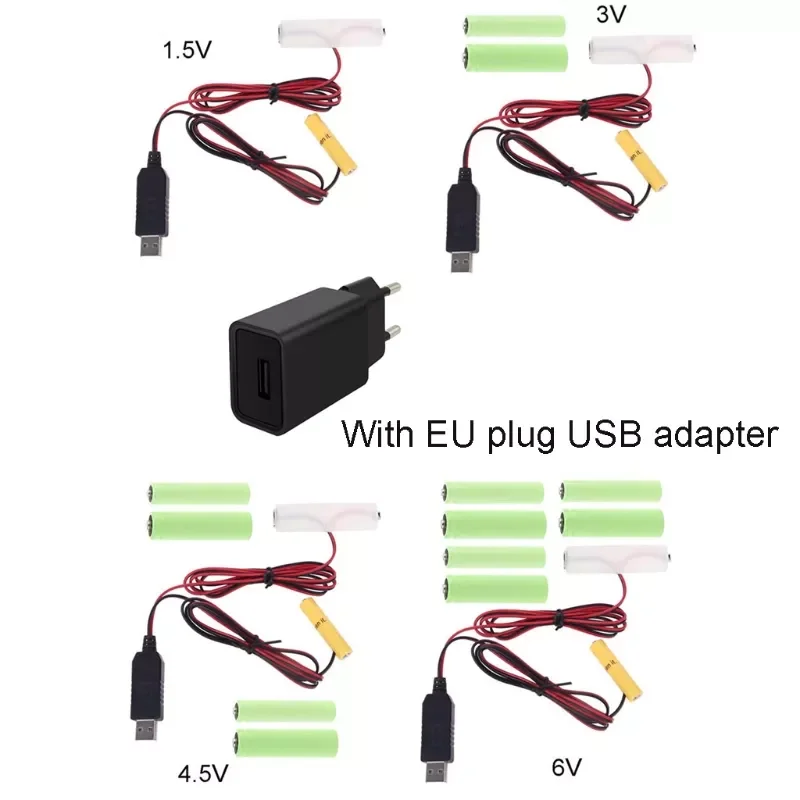 

Plug USB Mains Convert to AA AAA Battery Eliminator Replace 1 to 4pcs Battery
