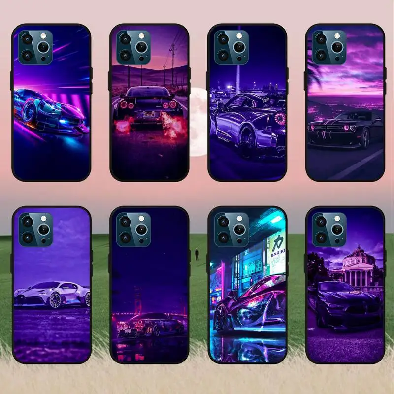 

Фиолетовый автомобильный Модный чехол для телефона iPhone 7 8 Plus 11 12 Mini 13 14 Pro Max X SE XR XS
