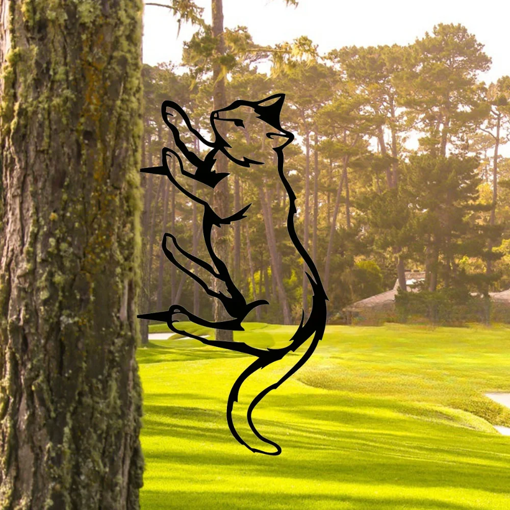 Металлическая кошачья декоративная подставка: деревенский уличный декор для