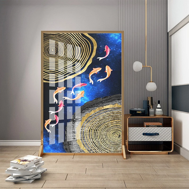 

Светильник роскошный художественный экран на карпа, разделитель для гостиной, столовой, домашней спальни, экранированный металлический мобильный экран