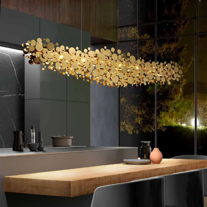 

Art Led Chandelier Pendant Lamp Light Room Decor Postmodern Magnificent Style Stainless Steel Modern Restaurant