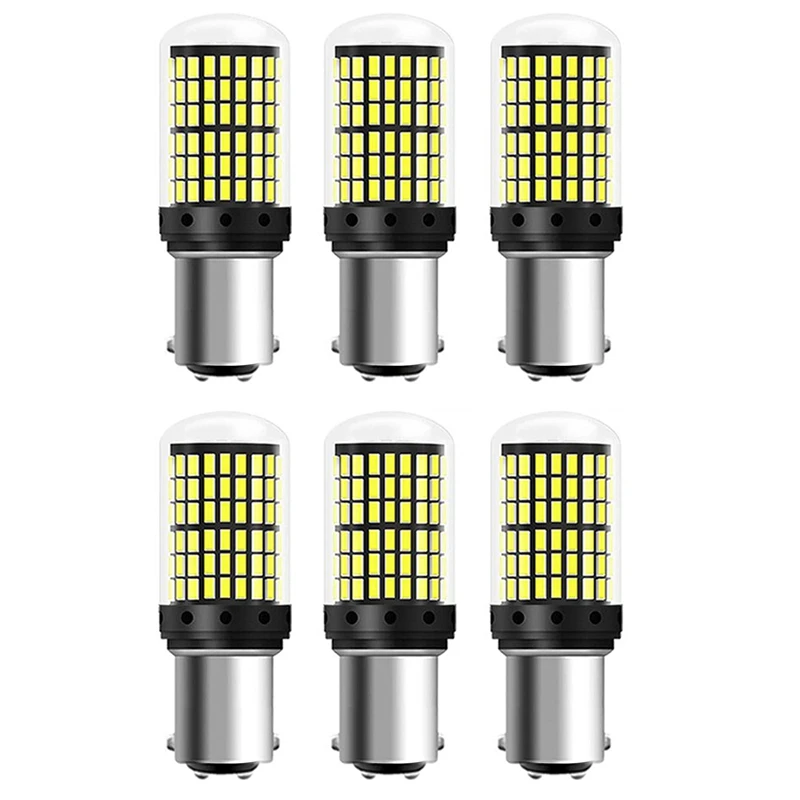 

6Pcs High Bright LED Bulbs 144Smd Canbus Lamp Reverse Turn Signal