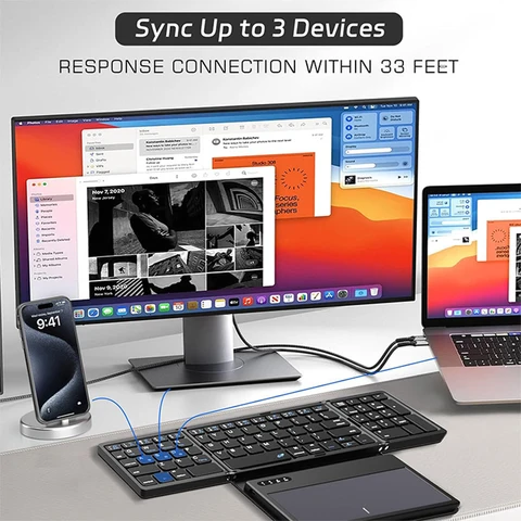 VODOOL Беспроводная складная клавиатура с тачпадом