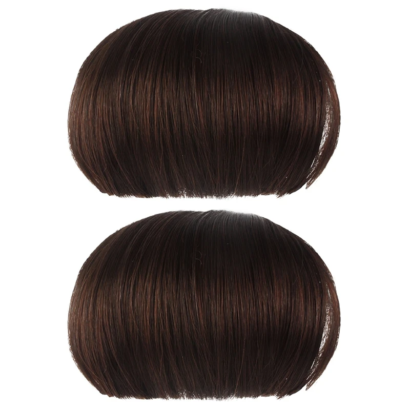 

2X Straight Bangs Smooth Extensions Fringe Wig (Dark Brown)
