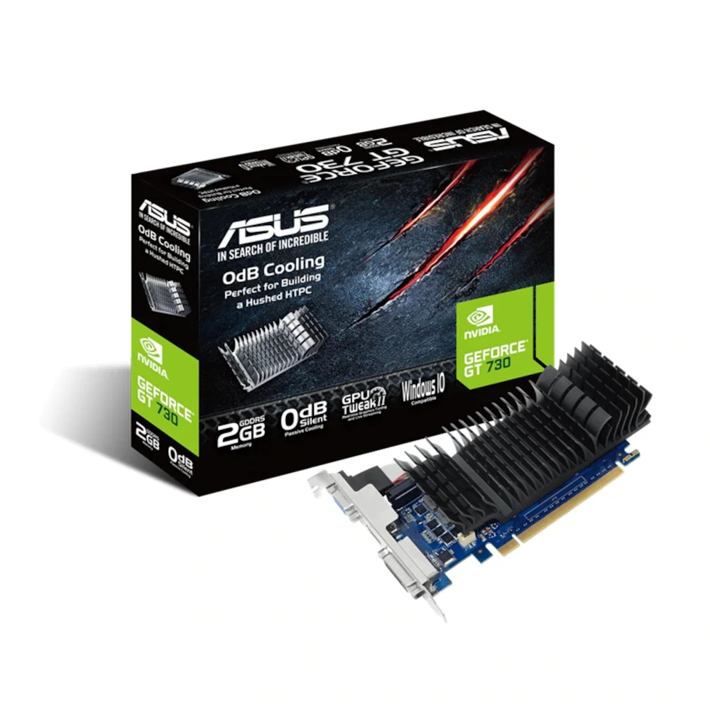 Видеокарта Asus NVIDIA GeForce GT 730 GT730-SL-2GD5-BRK 2 ГБ GDDR5 64, независимый настольный компьютер для игр высокой четкости