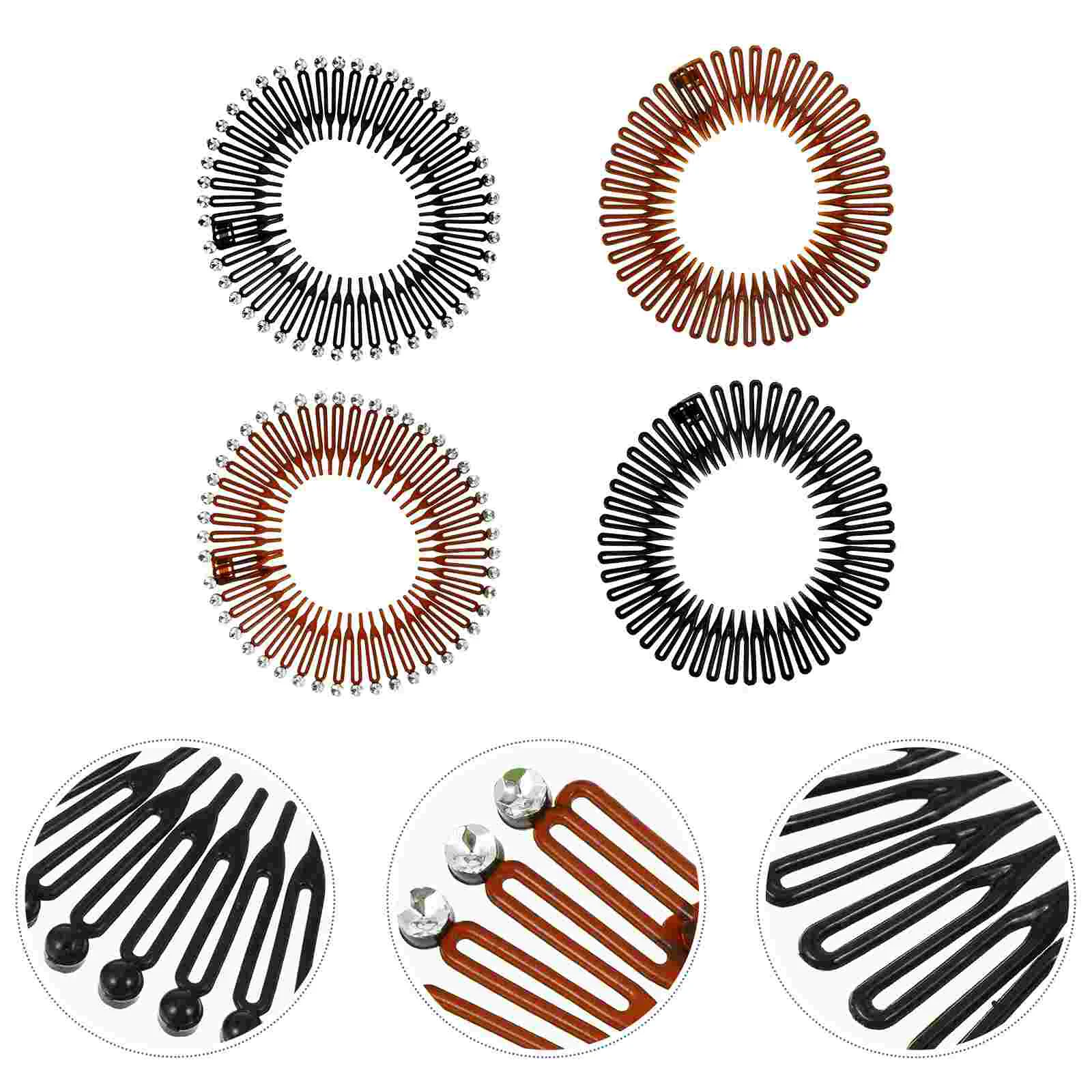 

20 Pcs Headband Comb Circular Hair Spring Stretch Circle Wrap Hairband Full Miss