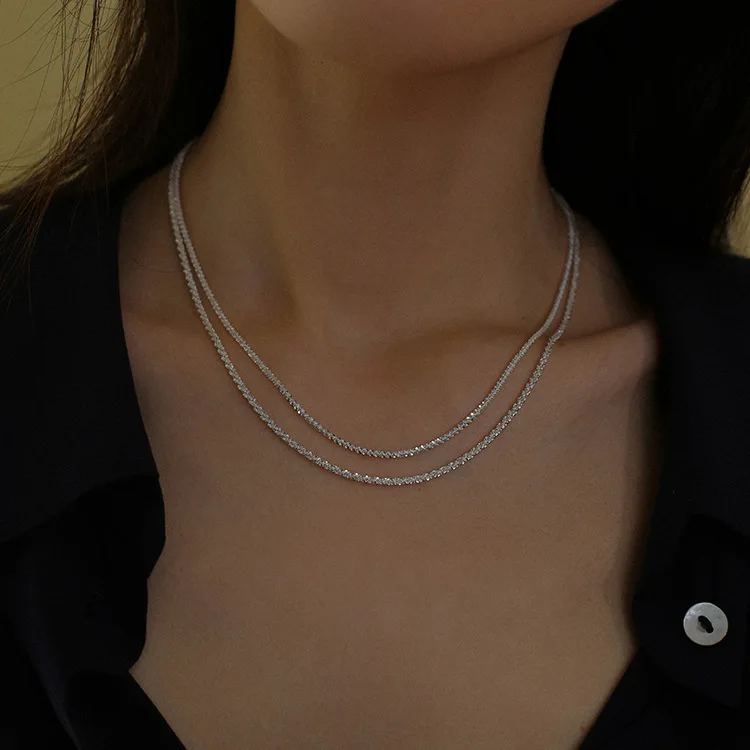 

2022 Popular 925 Sterling Silver Sparkling Necklace For Women Luxury Clavicle Choker Wedding Party Fine Jewelry Party Gfit