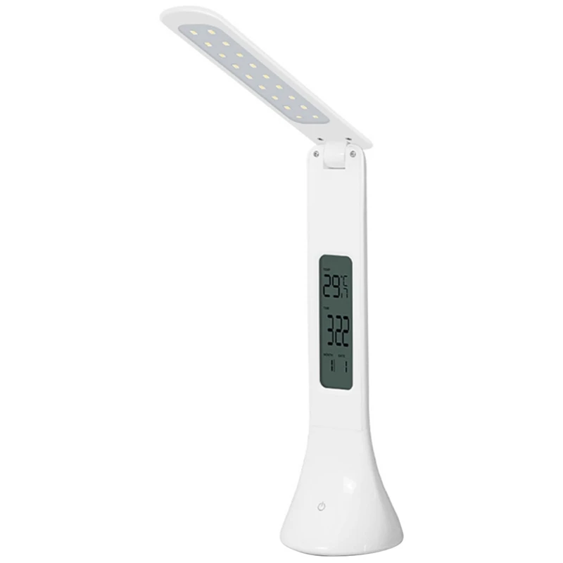 

LED Perpetual Calendar Desk Lamp LCD Display Alarm Clock Function Desktop Press Folding Desk Lamp