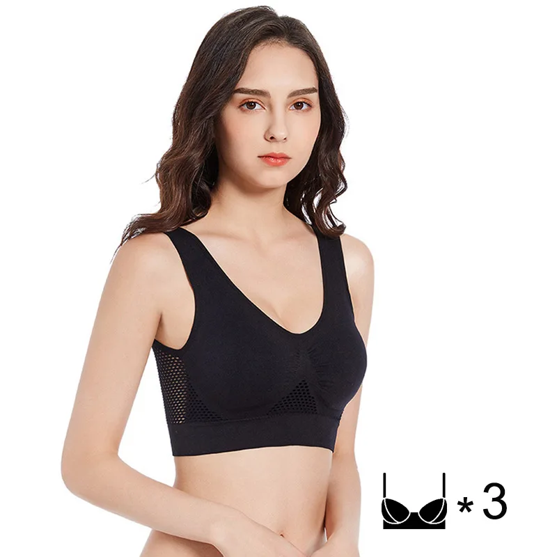 

Sports Bras for Women Yoga Plus Large Big Size Ladies Cotton Bralette Mujer Top Underwear Padded Fitness Running Brassiere 3pc