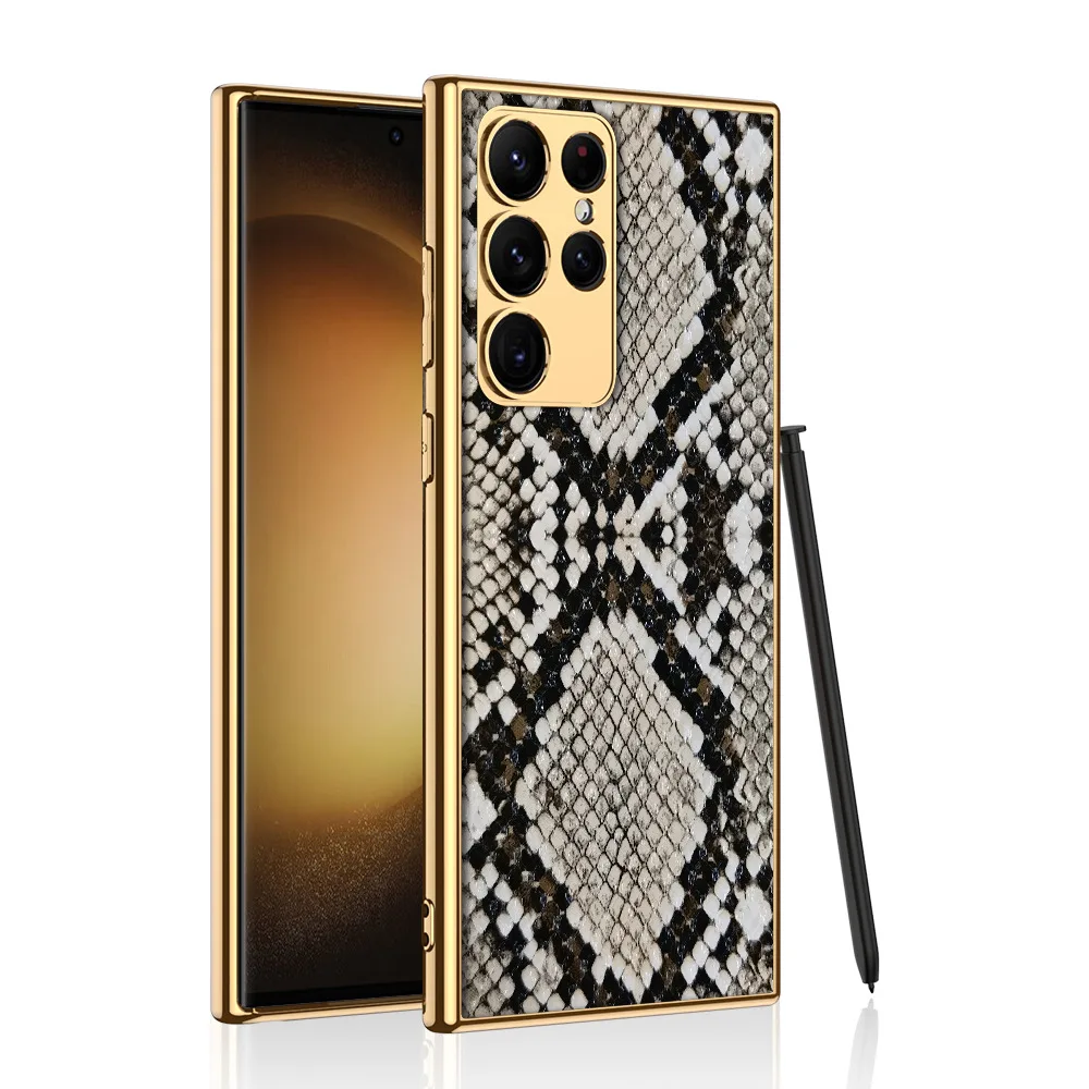 

For Samsung Galaxy S23 Ultra Case Full Metal Lens New Luxury Customized Texture Cowhide Electroplated Ultrathin Protective cover
