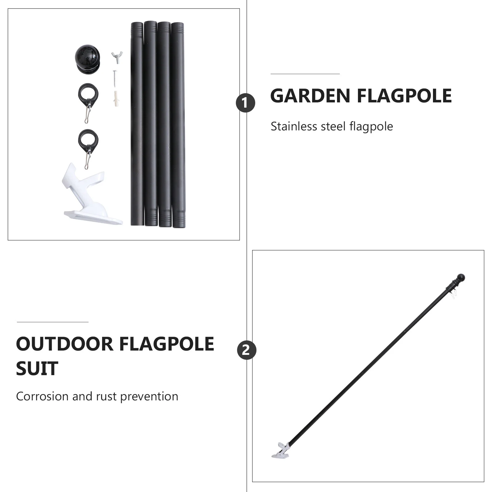 

1 Set Flag Pole with Bracket Outdoor Accessories Holder Mounting Bracket Stainless Steel for Garden Truck Rustproof