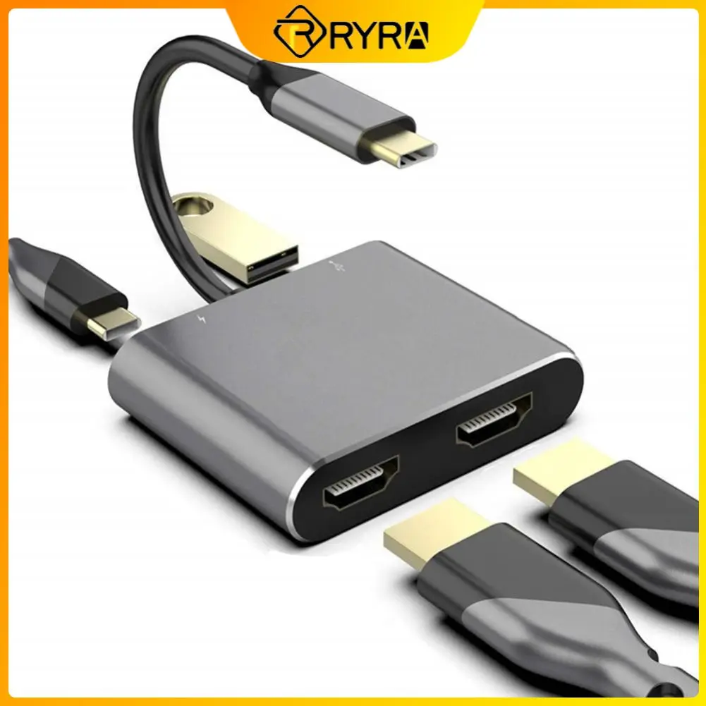 RYRA USB Type-C Hub Dual Monitor Docking Station per Laptop 2 compatibile con adattatore MST USB PD compatibile con HDMI per Macbook Samsung