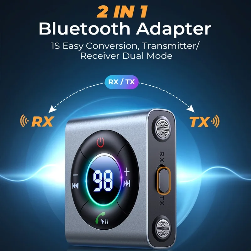 

2 в 1 аудио адаптер Bluetooth 5,3 приемопередатчик TF карта MP3-плеер прослушивание музыки ENC вызов шумоподавление микрофон 3,5 мм адаптер