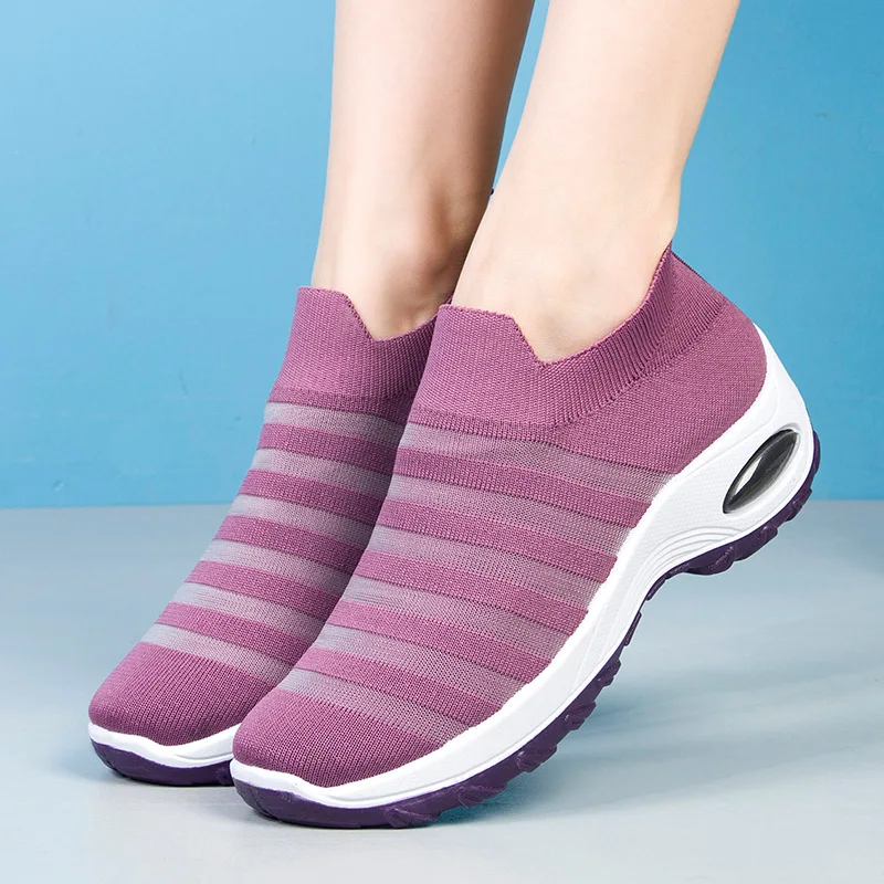 

Spring Summer Knitting Sneakers Women Light Breathable Mesh Flats Woman Non-slip Soft Bottom Casual Shoes 2022