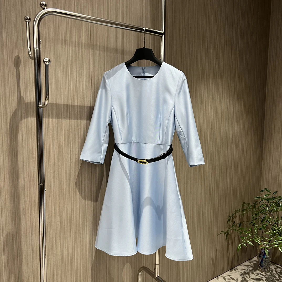 

Новые зимние товары, шелковое шерстяное платье с рукавом 7 точек, маленькое платье, приталенное, с карманами с обеих сторон, 1028