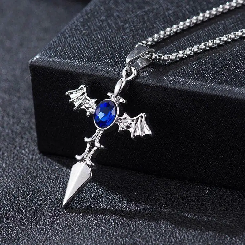 Винтажная подвеска-крест с крыльями демона в стиле викингов Мужская цепочка из