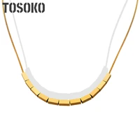 tosoko stainless steel jewelry geometric square pendant necklace mens and womens hip hop clavicle chain bsp226