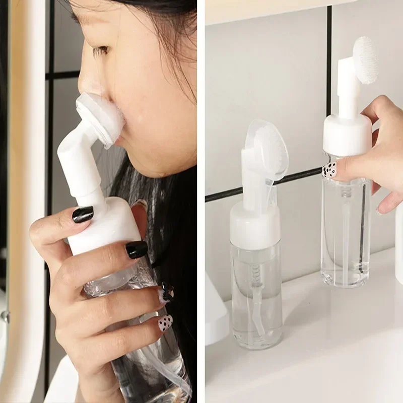 

Пенообразующая бутылка для мыла, портативная бутылка для очистки лица, с силиконовой щеткой