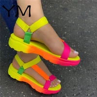 big size 43 multi colors casual shoes woman flat dropship comfortable sandals female light sandalias de mujer