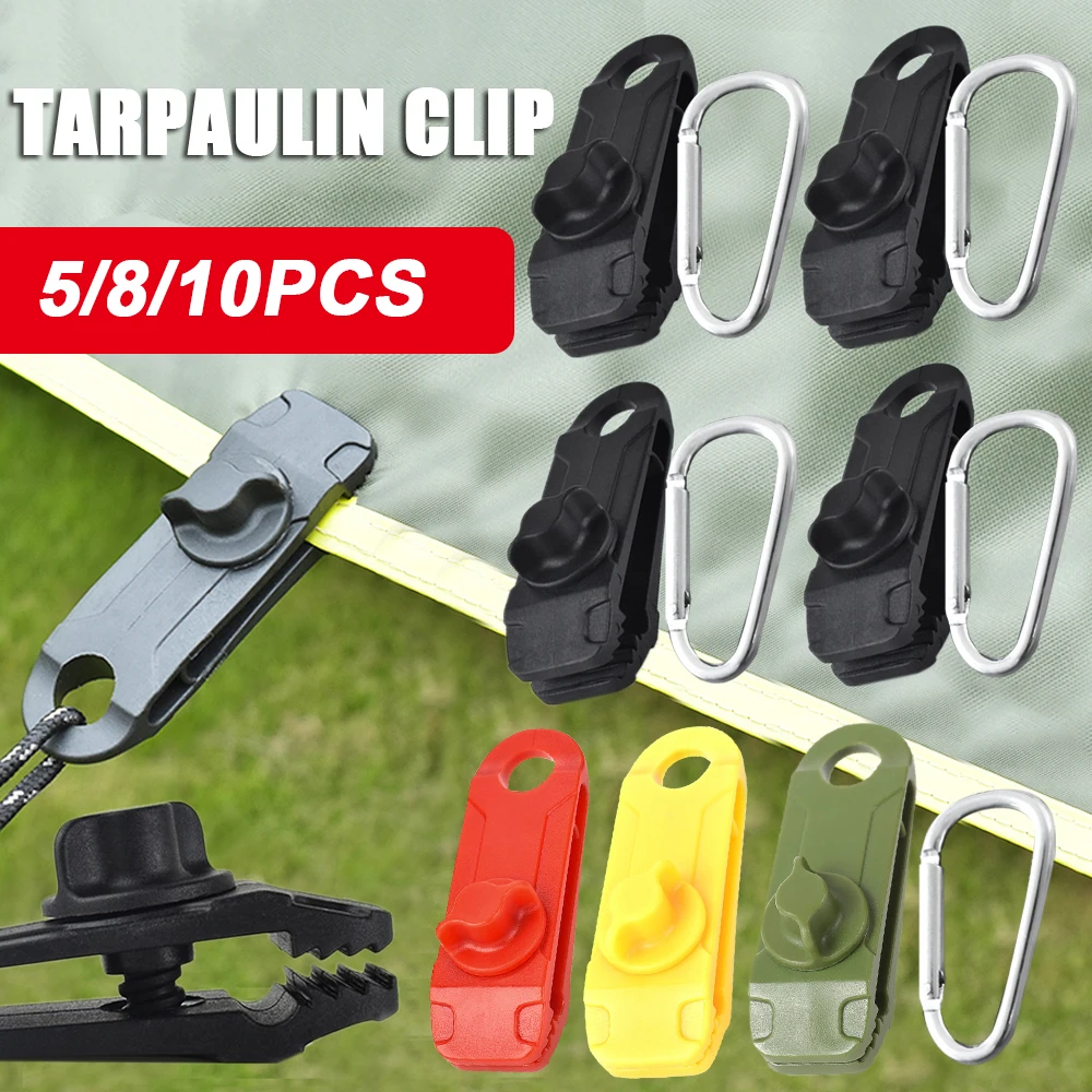 

5/8/10 Pcs Tarpaulin Clip Tent Canopy Clip Buckle Outdoor Wind Rope Clamps Reusable Awning Mountaineering Camping Accessories