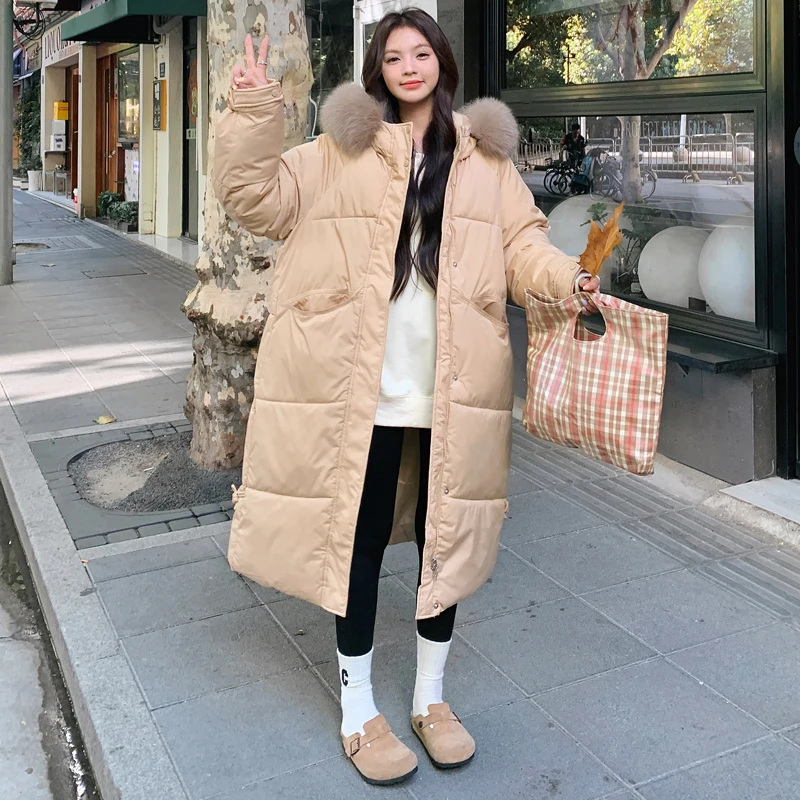 Новая женская парка одежда длинное пальто зимняя куртка 2024 Толстая теплая с