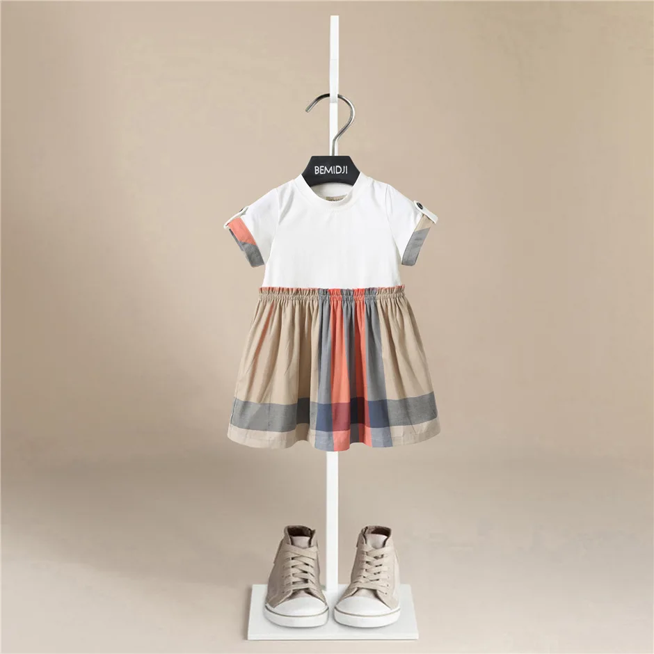 

Brand Same Paragraph Summer Princess Short Sleeve Applique Girls Cotton Dresses for Baby Stripe Costume Hot Selling Kids Dress