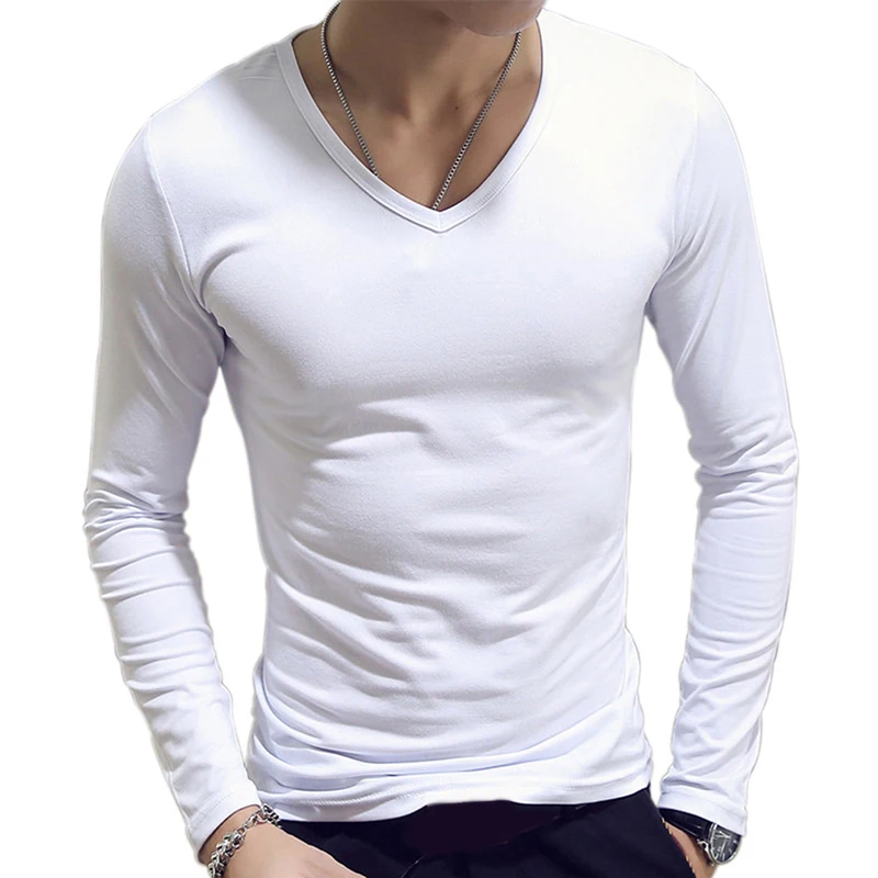 A2776 Fashion Hot Sale Classic Long Sleeve T-Shirt For Men Fitness T Shirts Slim Fit Shirts Designer Solid Tees Tops