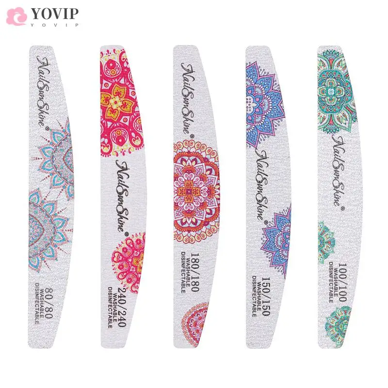 

5Size Professional Nail File Sandpaper Strong Thick Nail Files Buffer for Manicure Sanding Half Moon Lime Nail Tool 1PC