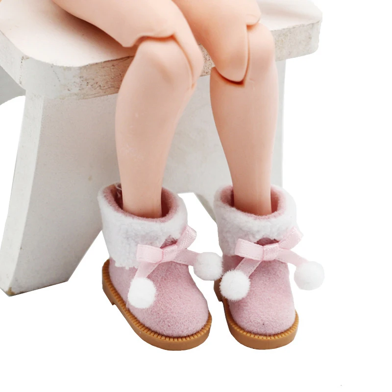 

1 пара 1/6 1/8 обувь для кукол миниатюрные повседневные зимние ботинки ручной работы с бантом детский подарок для куклы 3,2*1,6 см