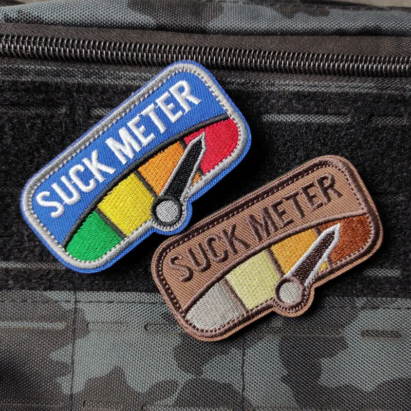 FUN/SUCK METER Embroidery Patches Red Orange Yellow Green Directional Arrow Badges For Clothing Backpack Garment Accessory |