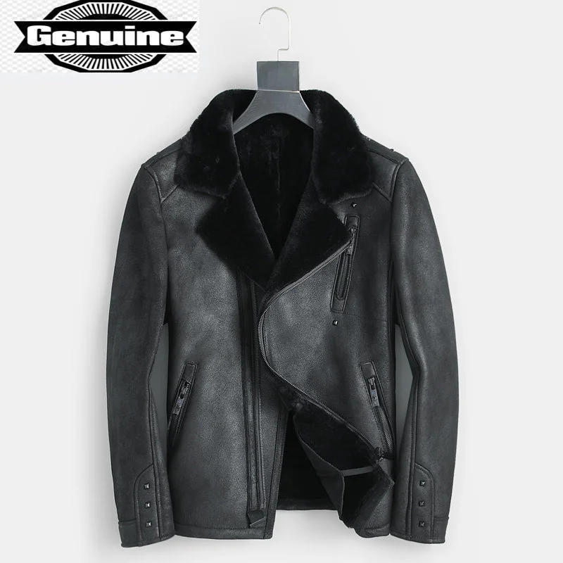 

Sheepskin Coats Men Winter Genuine Jackets 2023 Natural Fur Coat Warm Leather Jacket Flight Suit Jaqueta Masculina SGG