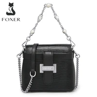 foxer original 2022 flip bucket bags animal pattern women handbag split leather female fashion shoulder bag casual crossbody bag