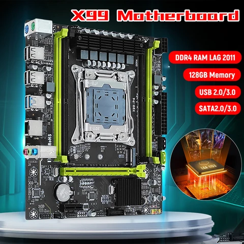 Материнская плата X99 LGA 2011 USB3.0 SATA3.0 PCI-E слот 2400 МГц 4 канала DDR4 ОЗУ компьютерная материнская плата NVME M.2 поддерживает память 128 ГБ