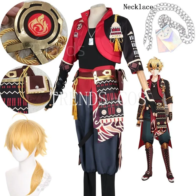 

Game Genshin Impact Thoma Cosplay Costume Full Set Headwear Deluxe Suits Wig Anime Party Thoma Genshin Outfits Halloween Comic