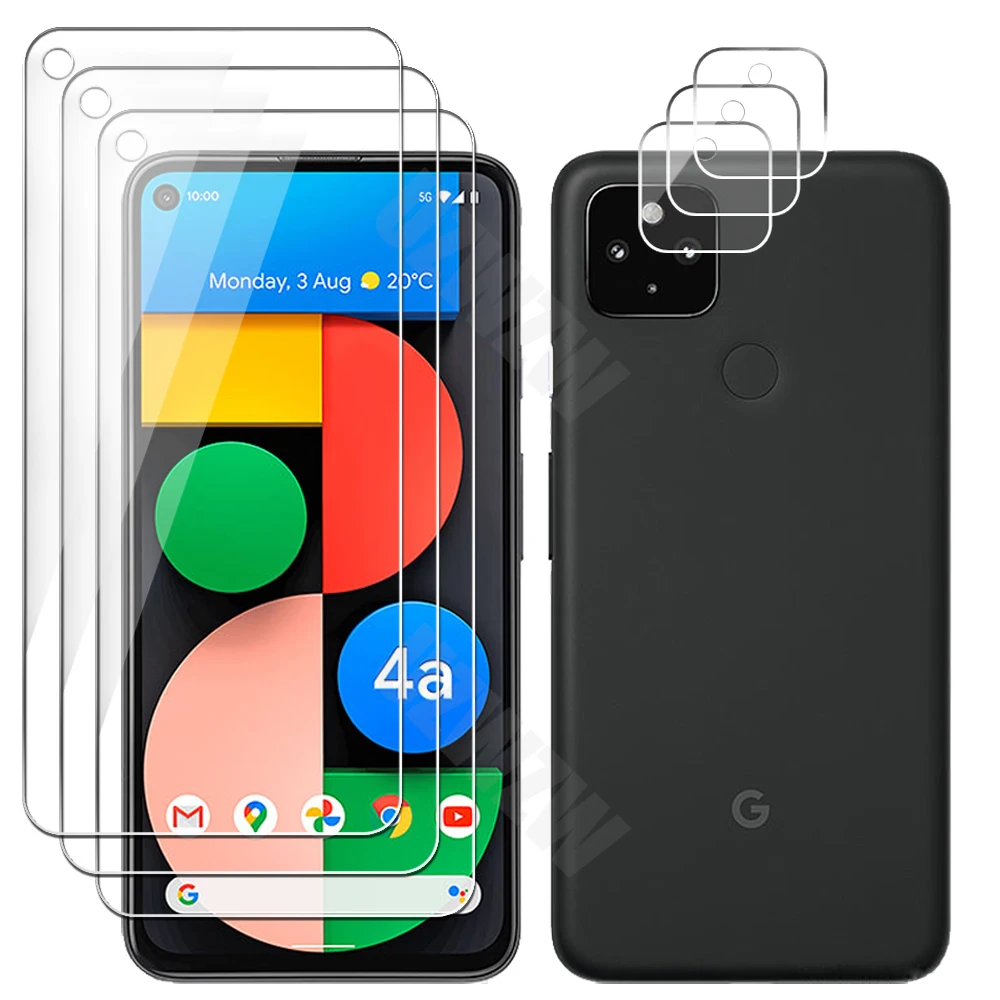 For Google Pixel 4A 5G Camera Lens Film and Phone Protective Tempered Glass Screen Protector