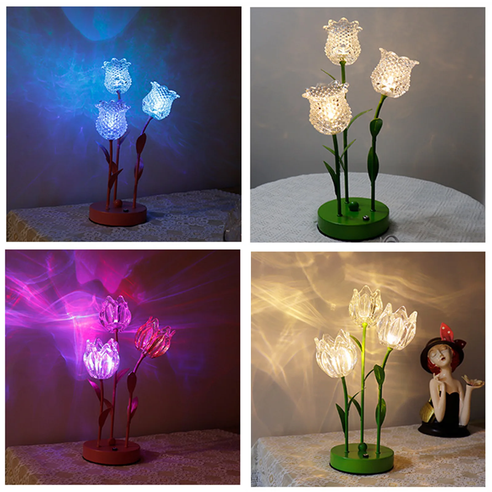 

Flower Night Light USB/Battery Lily of The Valley Nightlight Lighting Ornaments Christmas Gifts Home Decor for Home Office