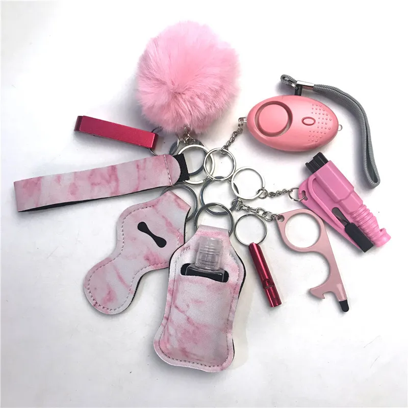 

10pcs-13pcs Customized Personal Defense Women Keychains Survival Protectional Safety Key chain Set with Alarm