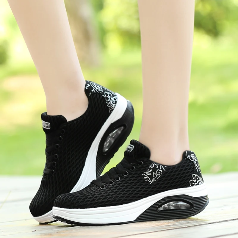 

Black Women's Sneakers Platform Toning Wedge Zapatillas Sports Shoes for Women Swing Shoes Slimming Sneakers Fitness Gym Walking