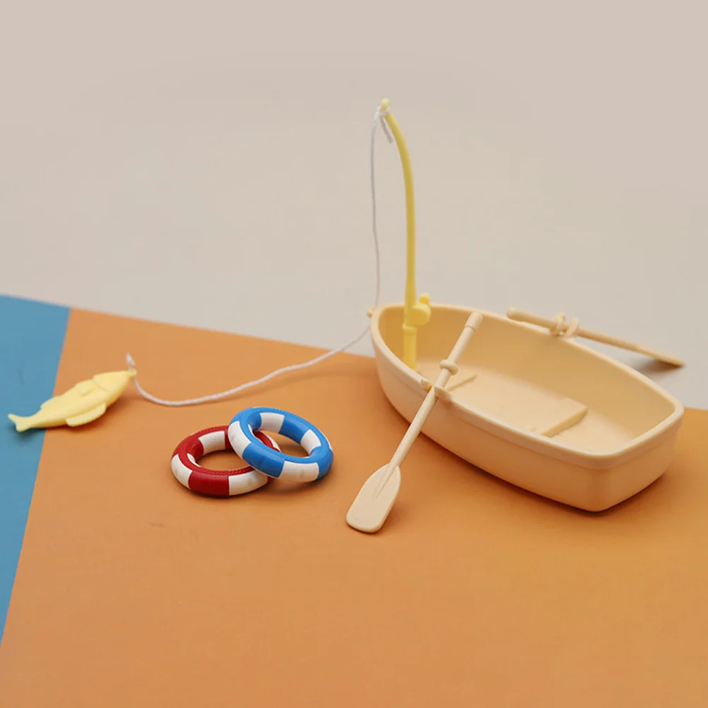 

House Swimming Ring Mini Decor Plastic Fishing Boats Tiny Prop Simulated Small Toys Kids