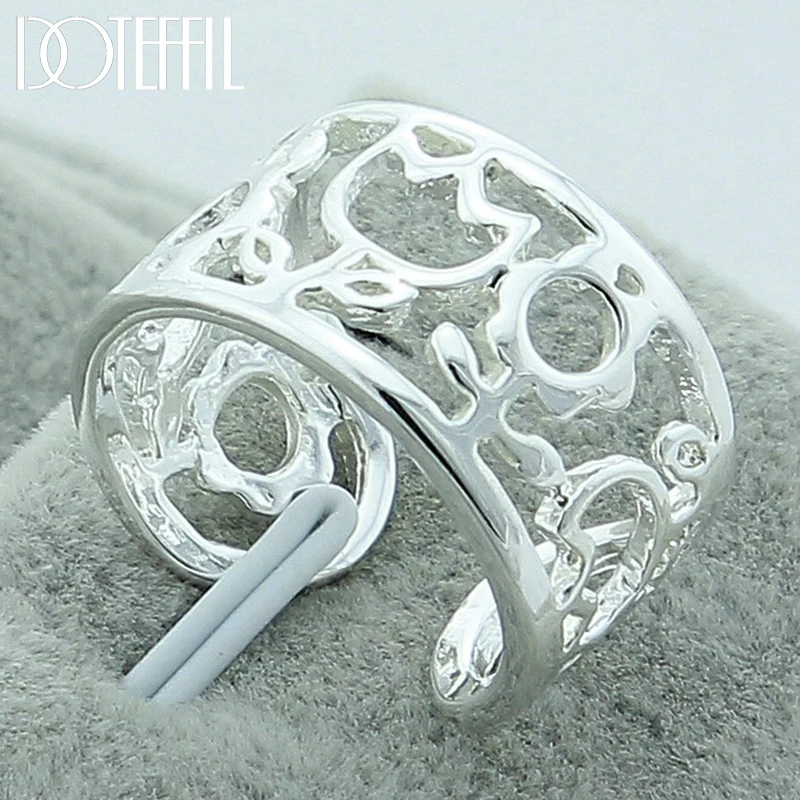 

DOTEFFIL 925 Sterling Silver Empty Thread Design Ring For Women Wedding Engagement Party Fashion Charm Jewelry