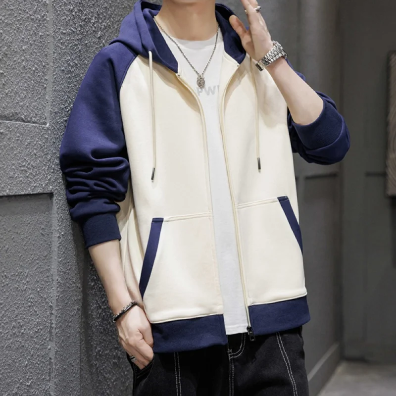 

Свитер мужской на весну и осень, новинка 2023, модный брендовый кардиган с капюшоном, верхняя одежда, модная свободная мужская одежда с длинным рукавом