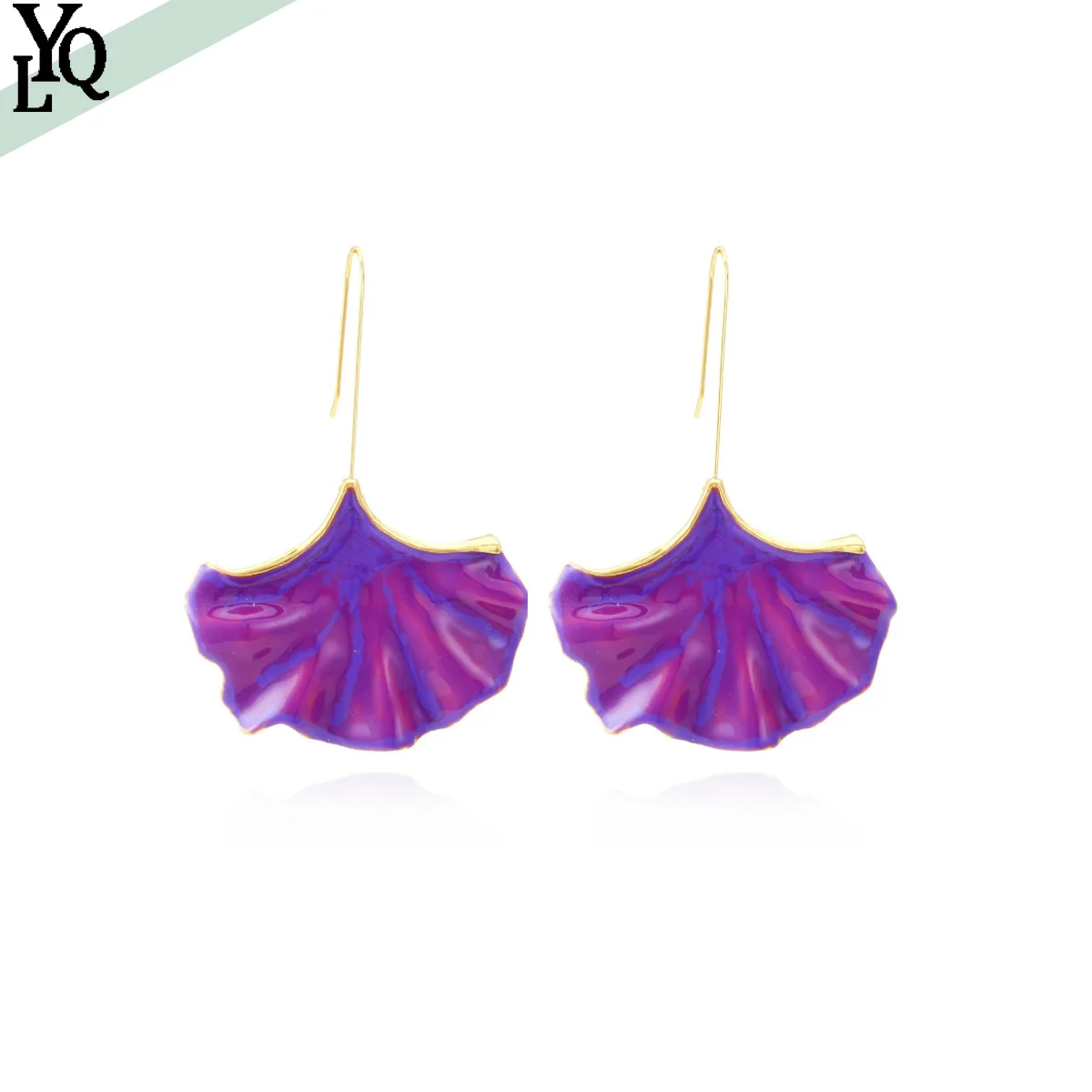 

European and American Exaggerated Earrings, Creative Alloy Oil Dripping Leaves, Personalized Design, Enamel Ginkgo Leaf Earrings