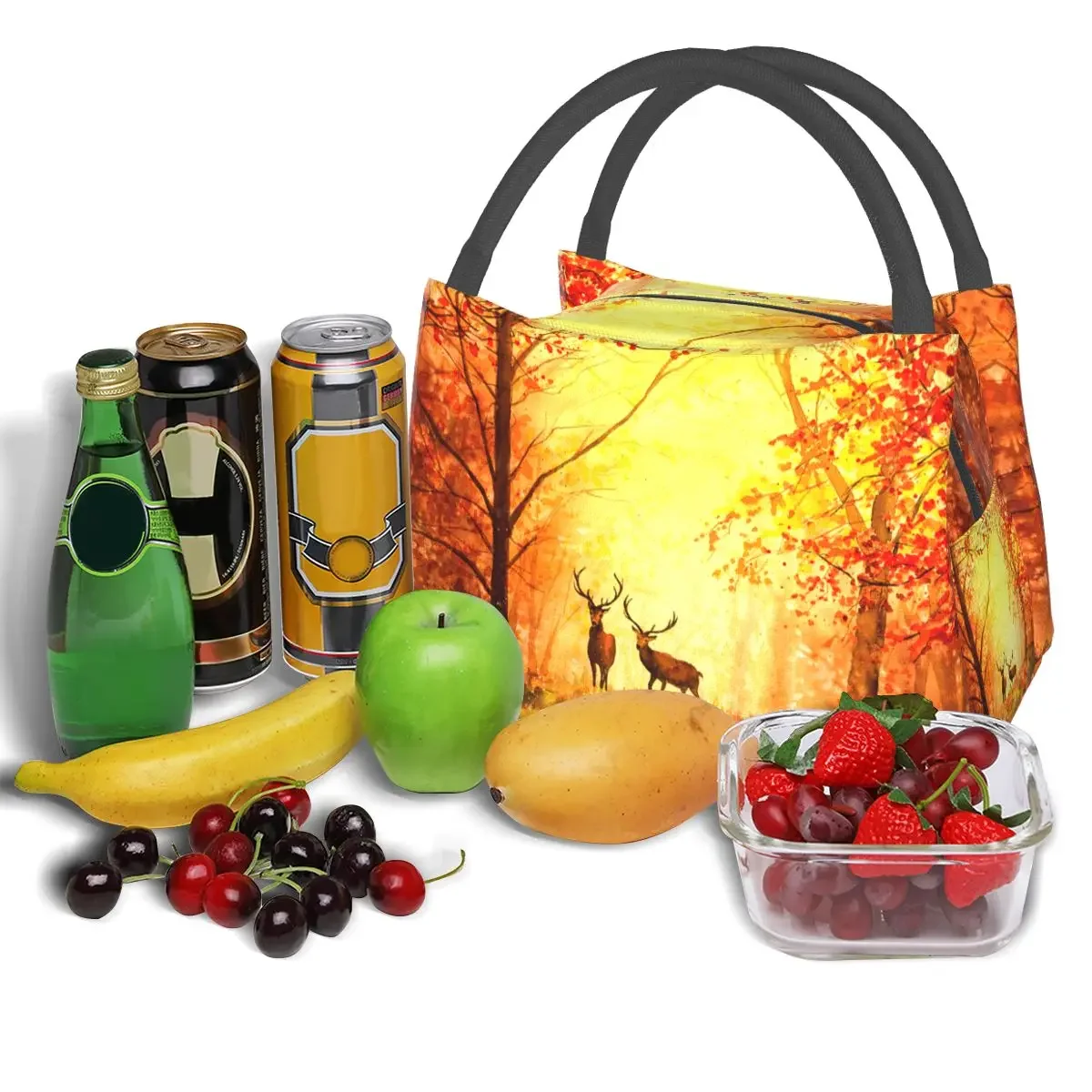 Эстетический олень осеннего леса сумка для обеда портативный изолированный