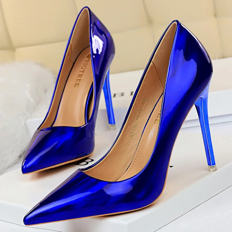

2023 Women Fetish 10.5cm High Heels Pumps Wedding Bridal Stiletto Women Heels Lady Scarpins Office Party Green Blue Gold Shoes