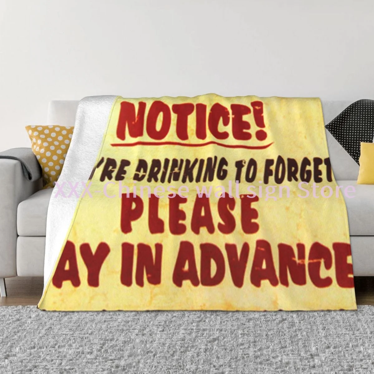

Open Welcome Notice Blanket Vintage Wall Throw Blanket Painting Art Bedding 3D Printed Soft Micro-Fleece Blanket