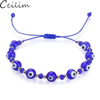 amulet nazar evil blue eye bracelets for women handmade braided crystal bead bracelet adjustable lucky black rope jewelry gift