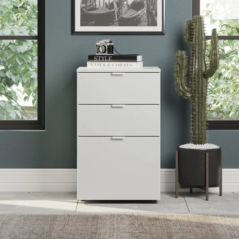 

Richmond 3 Drawer File Cabinet - Letter Sized Hanging File, White Melamine Finish