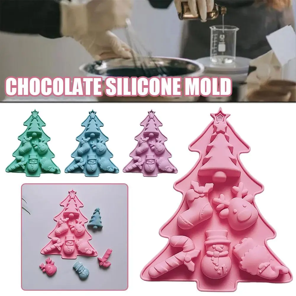 

Christmas Chocolate Mould Silicone Candy Mold DIY Handmade Cake Soap Ice Baking Christmas Supplies Snowman Decoration Tree J4C8